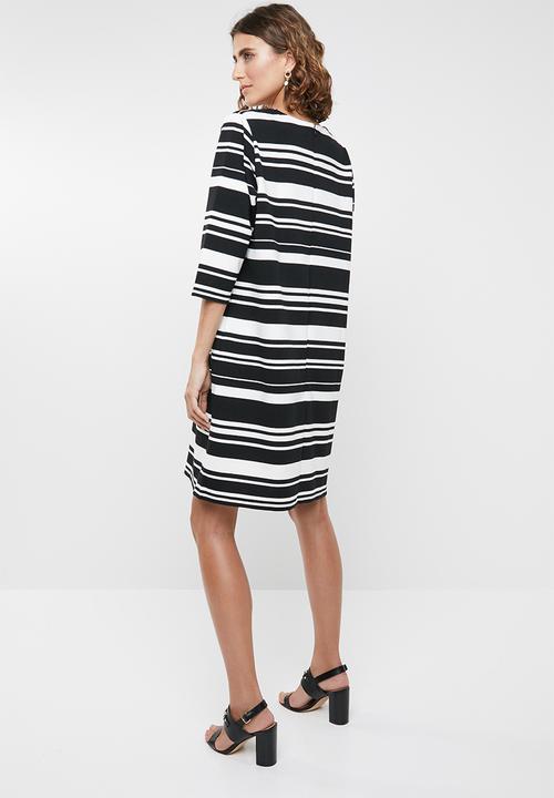 edit - Stripe tunic dress - black and white