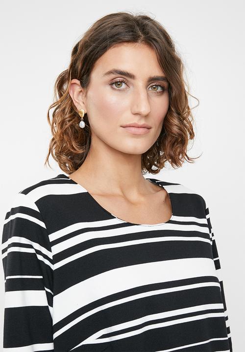 edit - Stripe tunic dress - black and white