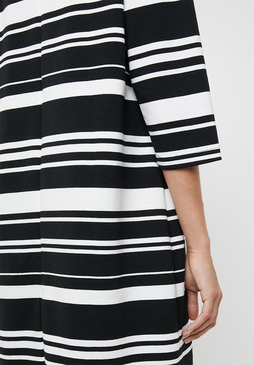 edit - Stripe tunic dress - black and white