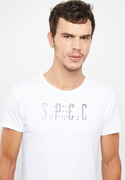 S.P.C.C - Scoop hem logo short sleeve tee - white