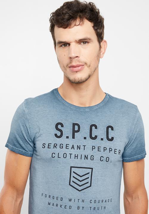 S.P.C.C - Reverse dirty dye shadow stripe tee - blue
