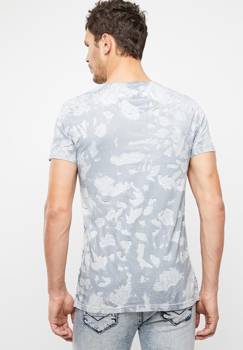 S.P.C.C - Bleach wash applique tee - grey