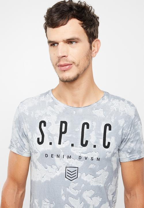 S.P.C.C - Bleach wash applique tee - grey