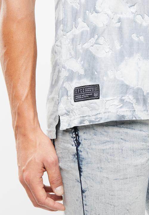 S.P.C.C - Bleach wash applique tee - grey