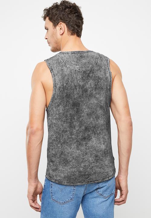 S.P.C.C - Whitewash sleeveless logo tee - black
