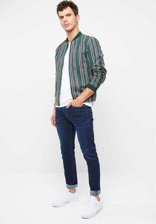 Jack & Jones - Sean stripe jacket - green & red