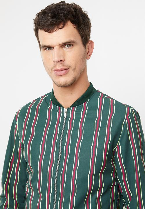 Jack & Jones - Sean stripe jacket - green & red