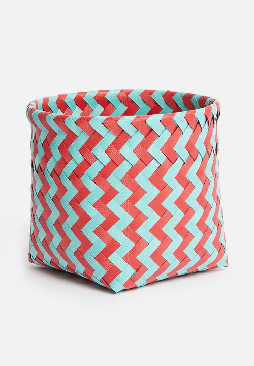 Sixth Floor - Plastic basket small - pink & blue