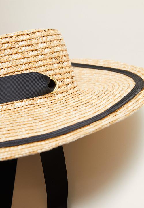 MANGO - Contrast ribbon hat - beige