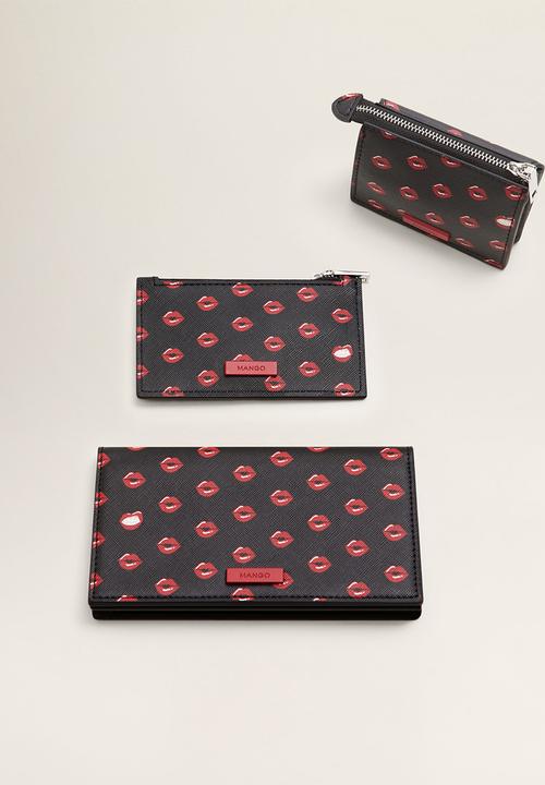 MANGO - Zip kiss purse - black & red