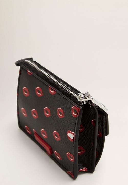 MANGO - Zip kiss purse - black & red