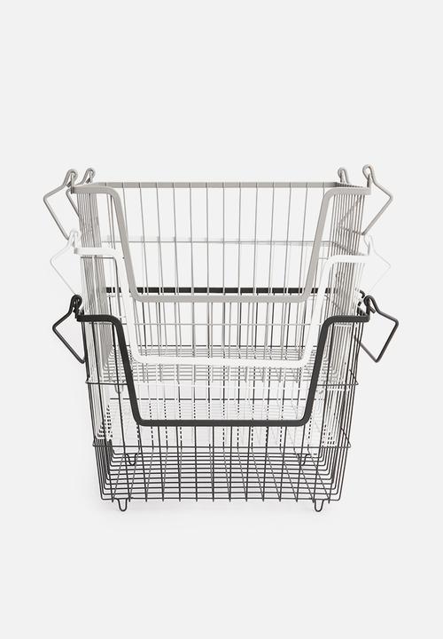 Storage Solutions - Stacking basket set of 3 - black/grey/white
