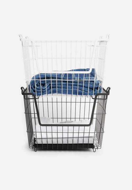 Storage Solutions - Stacking basket set of 3 - black/grey/white