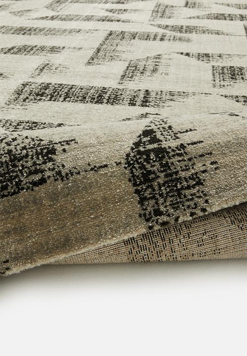 Sixth Floor - Abstract antique trend rug - dark grey & cream