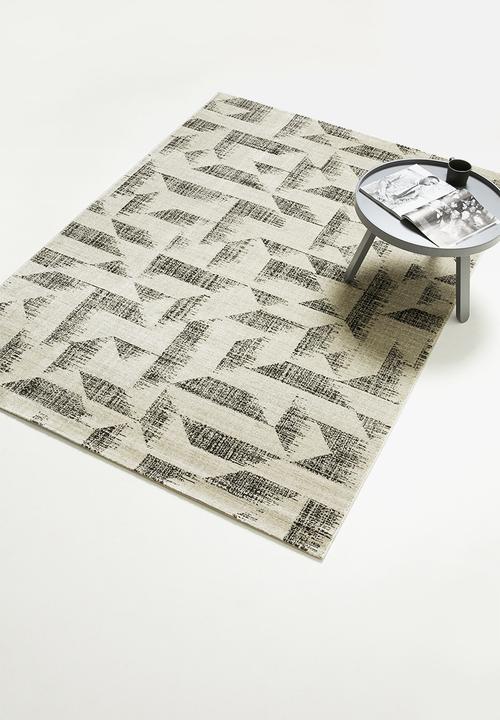 Sixth Floor - Abstract antique trend rug - dark grey & cream