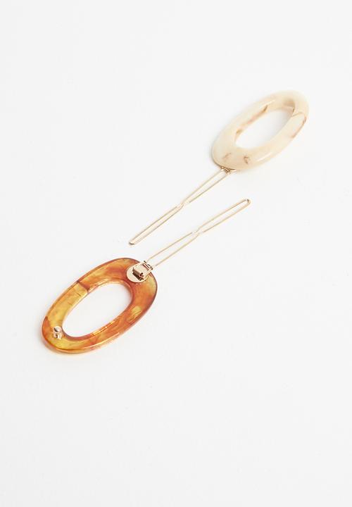 Superbalist - Oval hair clip set - neutral & orange