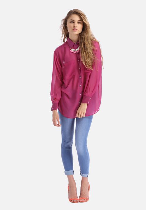 American Apparel - Chiffon Oversized Button-Up