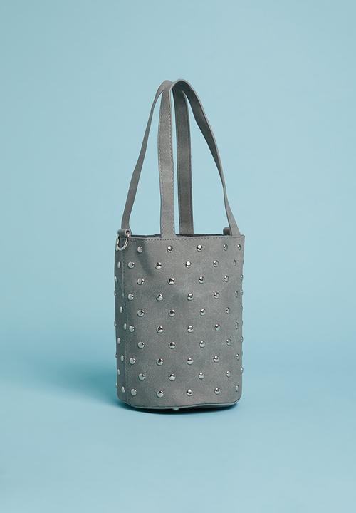 Superbalist - Round studded bucket bag - grey