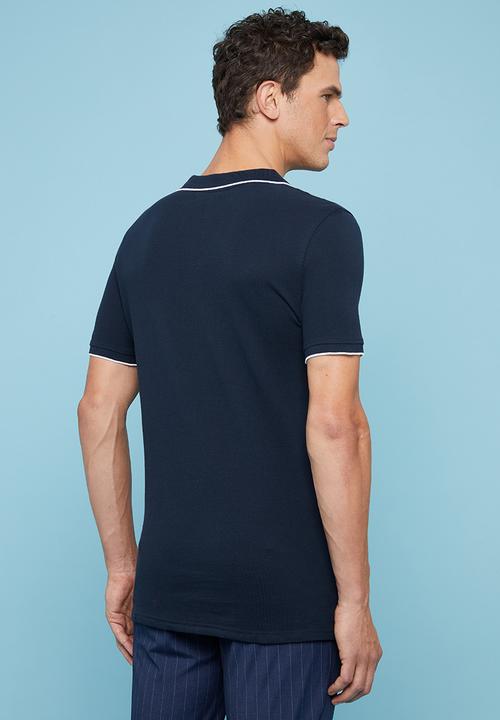 Superbalist - Pique slim fit zip golfer - navy