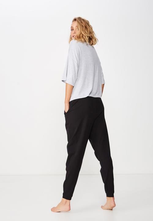 Cotton On - Jersey cuffed pant - black