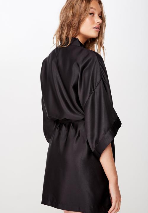 Cotton On - Satin kimono gown - black