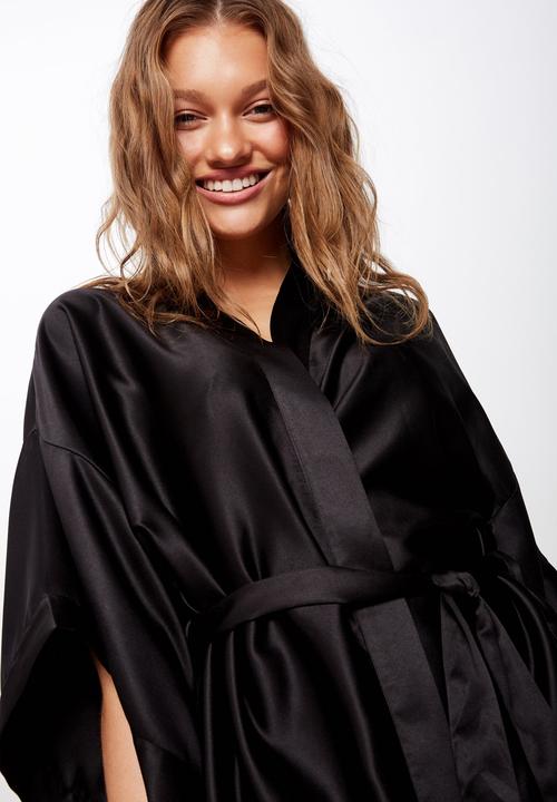 Cotton On - Satin kimono gown - black
