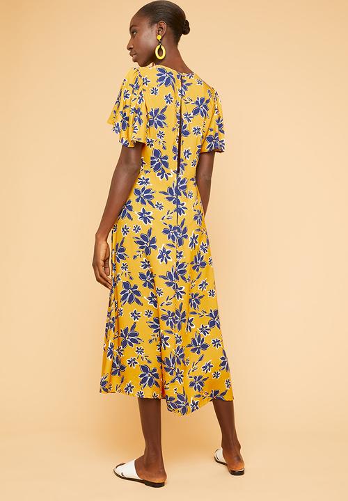 Superbalist - Midi tea dress - yellow & navy