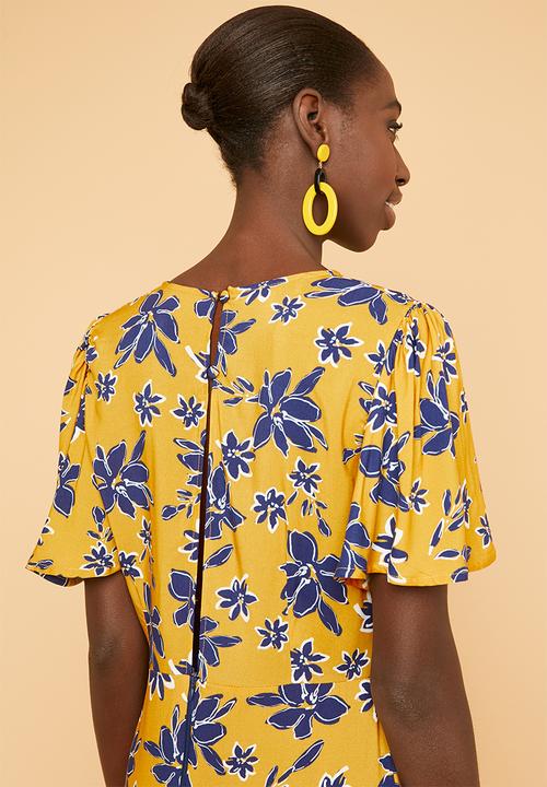 Superbalist - Midi tea dress - yellow & navy