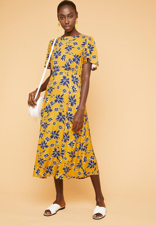 Superbalist - Midi tea dress - yellow & navy