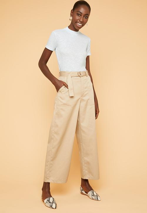 Superbalist - Soft melange rib high neck fitted tee - Light mint