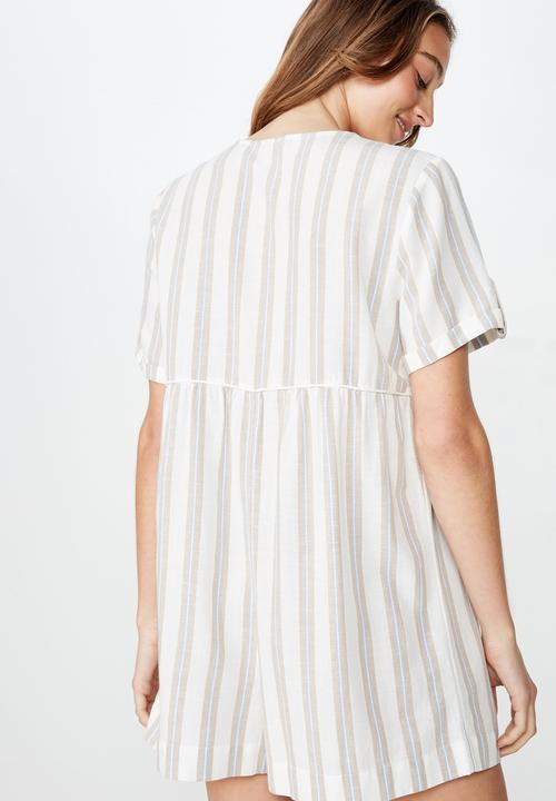 Cotton On - Woven Brielle short sleeve playsuit  - multi 