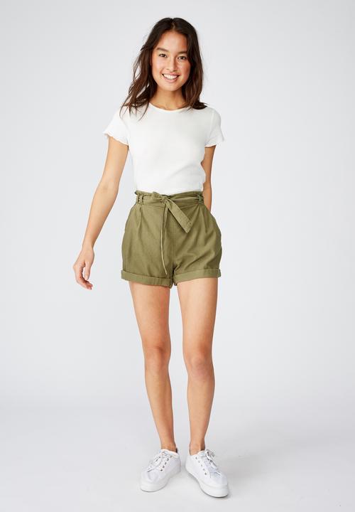 Cotton On - Riley high waist short - green