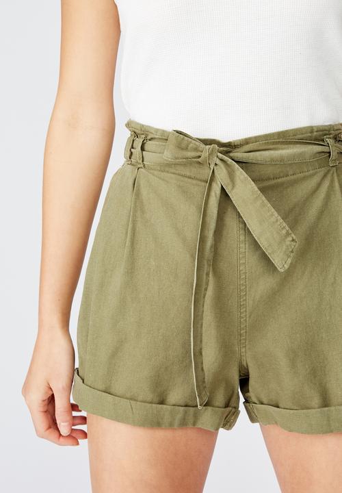 Cotton On - Riley high waist short - green
