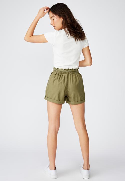 Cotton On - Riley high waist short - green