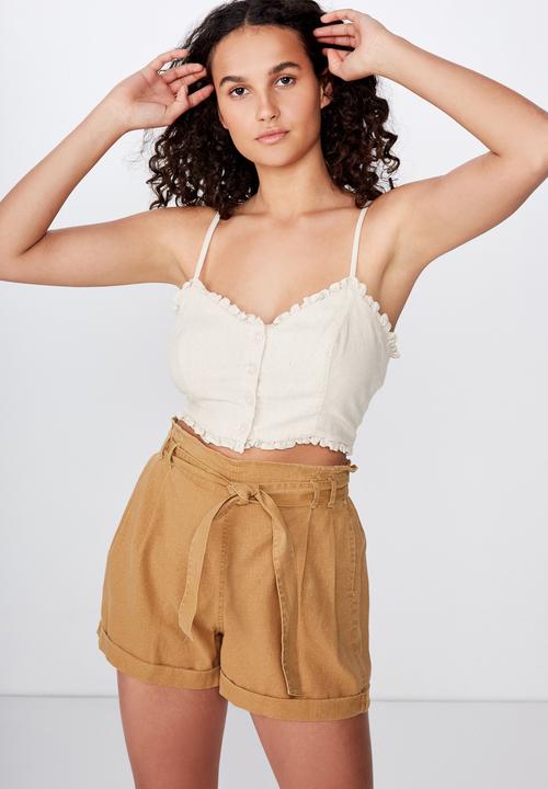 Cotton On - Riley high waist short - beige
