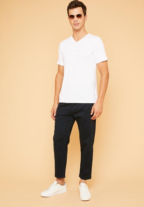 Superbalist - Plain short sleeve henley tee - white
