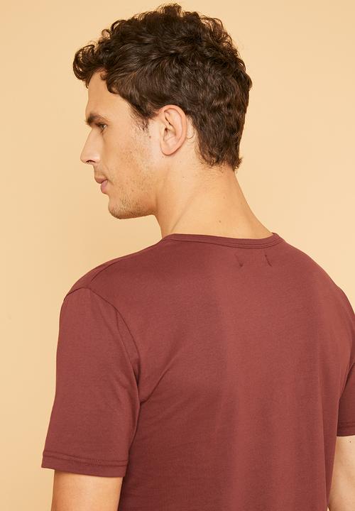 Superbalist - Plain short sleeve henley tee - burgundy