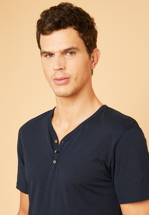 Superbalist - Plain short sleeve henley tee - navy