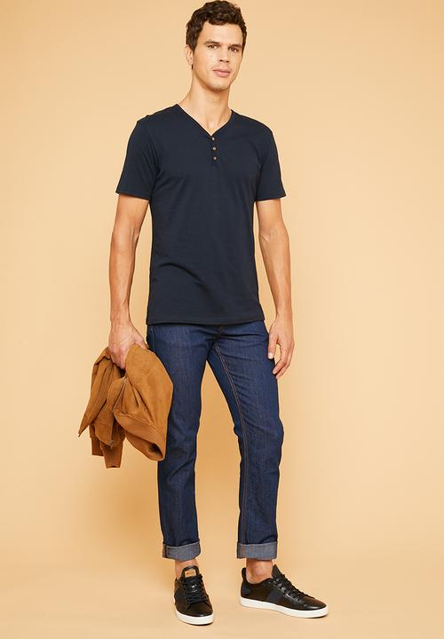 Superbalist - Plain short sleeve henley tee - navy