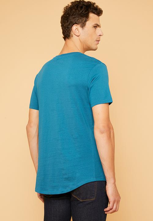 Superbalist - Longline curved hem short sleeve tee - blue