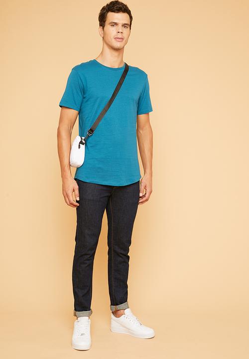 Superbalist - Longline curved hem short sleeve tee - blue