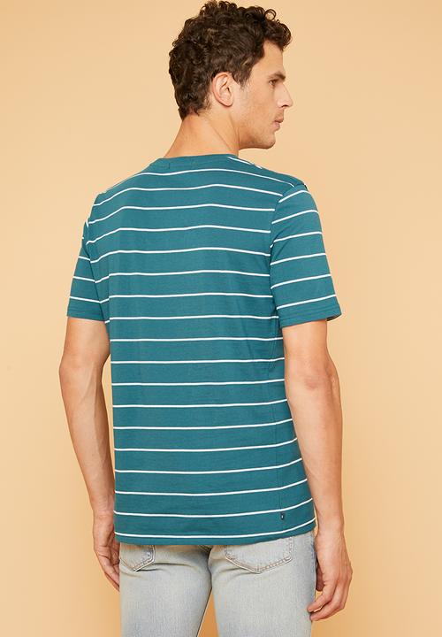 Superbalist - Feeder stripe crew neck tee - blue & pink 