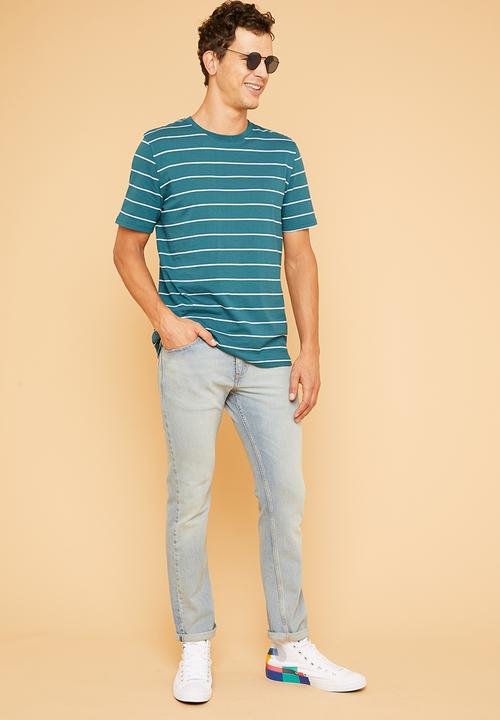 Superbalist - Feeder stripe crew neck tee - blue & pink 