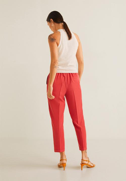 MANGO - Straight leg trousers - red 