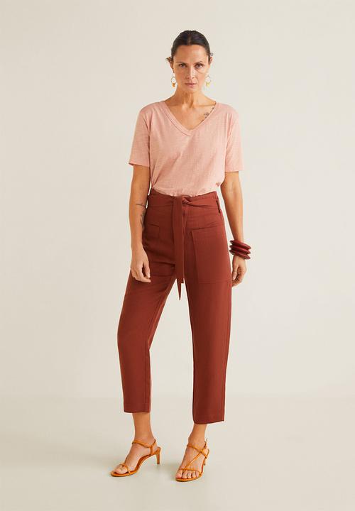 MANGO - Flecked V-neck tee - pink