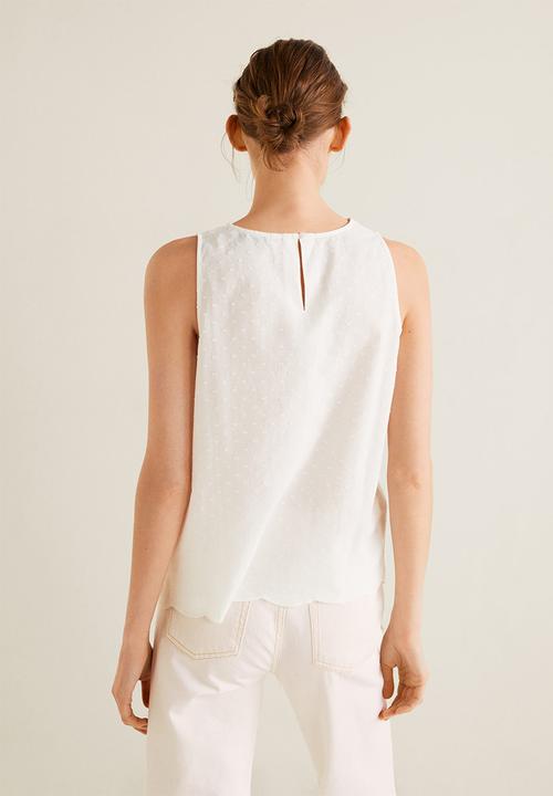 MANGO - Greta embroidered blouse - white