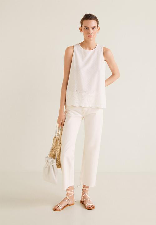 MANGO - Greta embroidered blouse - white