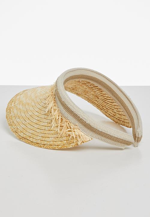 Superbalist - Frayed detail straw visor - neutral