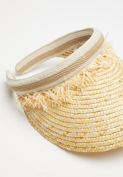 Superbalist - Frayed detail straw visor - neutral