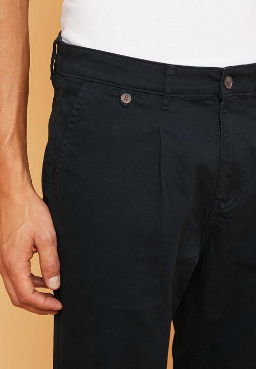 Superbalist - Pleated tapered chino - navy